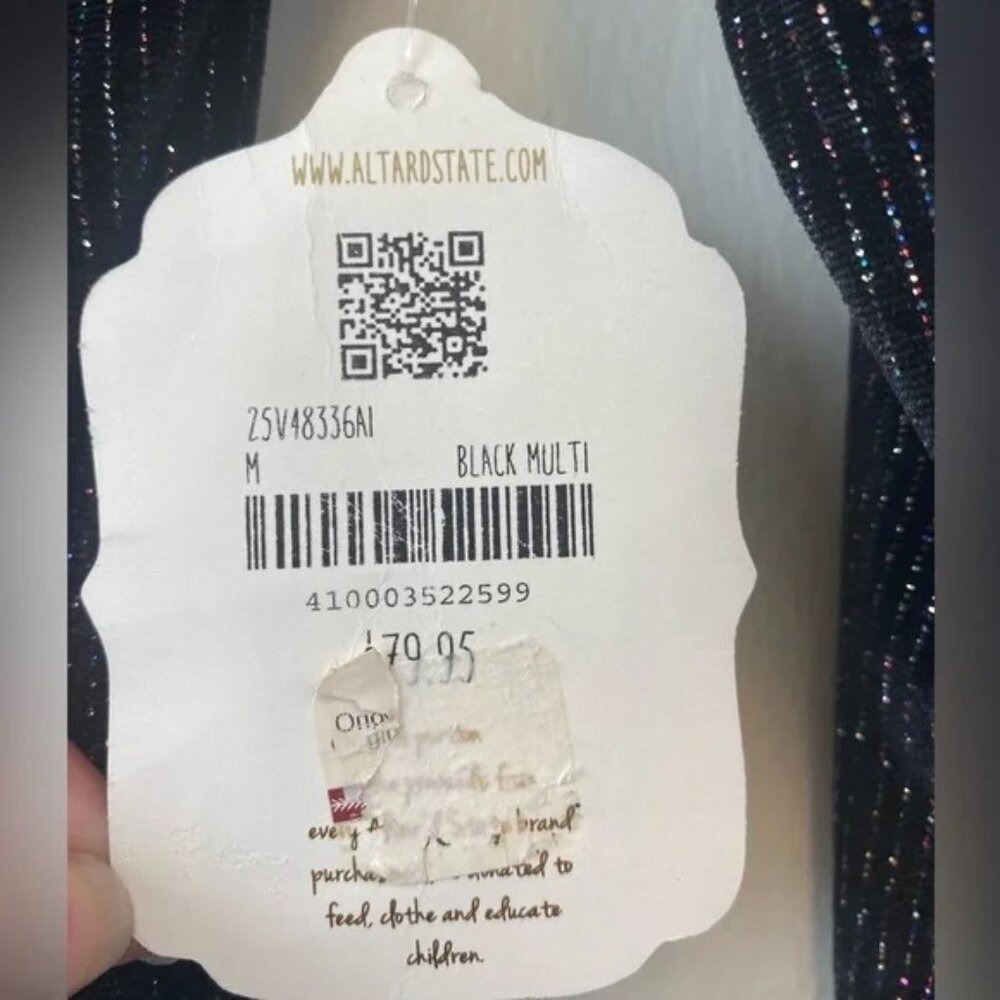 Altar'd State Shimmering Black Stretch Velvet Long Sleeve Mini Dress - Picture 7 of 7